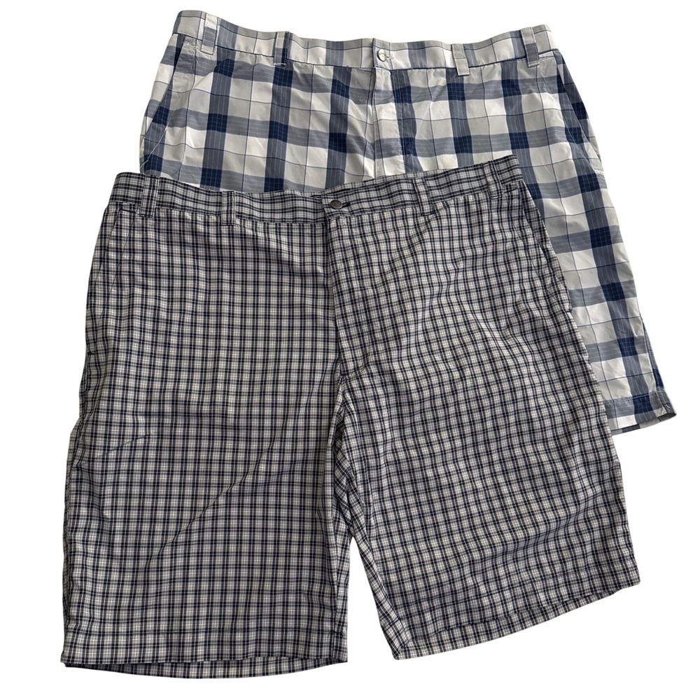 Lot of 2 Callaway Golf Blue Plaid Lightweight Casual Mens Shorts Sz 40 Bundle